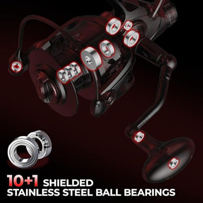 KastKing Sharky Baitfeeder III Spinning Reel 10+1 Shielded Stainless Steel BB - Carbon Fiber Drag for Live Liner Bait Fishing Action - style: 3000