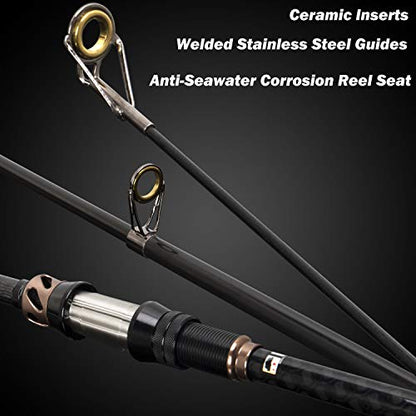 PLUSINNO Fishing Rod and Reel Combos - Carbon Fiber Telescopic Fishing Pole - Spinning Reel 12 +1 Shielded Bearings Stainless Steel BB - color: ONLY Fishing rod (not include reel), size: 2.4M 7.87FT