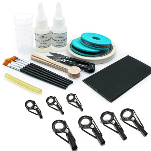 FishTrip Rod Tip Repair Kit, 20/60/70/90/230pcs Fishing Rod Tips Replacement Kit Stainless Steel Ceramic Guides Ring Fishing Pole Eyelets Repair Kit - color: G_30pcs Repair Kit
