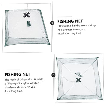 4Pcs Automatic Folding Fishing Net Portable Fishing Landing Net Foldable Mesh Trap for Crayfish Crab Minnow Freshwater and Saltwater