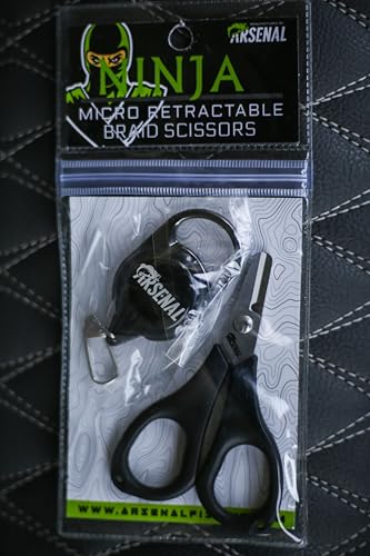 Arsenal Fishing Ninja Micro Retractable Braid Cutter 3.5" - Round Point Tip, Wire & Lead Stainless Steel Cutter, Compact Fishing Scissors, Durable Tool for Anglers & Enthusiasts, Tackle Accessories - style: Retractable Braid Cutter