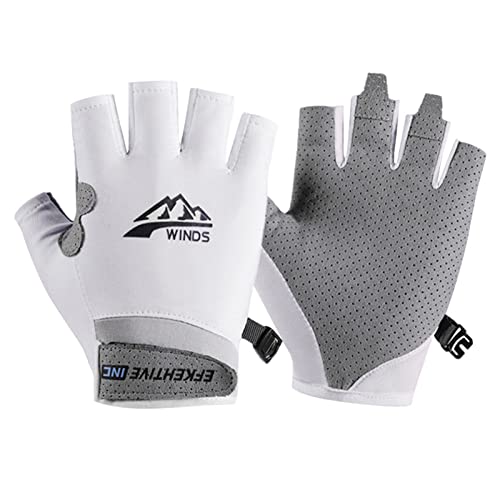 Hotfiary Fishing Gloves Sun Protection Fingerless Glove UV Protection Gloves UPF 50+ SPF for Men Women Kayaking Rowing Driving Hiking Sailing - color: White