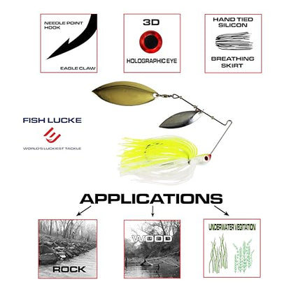 Jimmy Houston Legends Spinner Bait with Willow Blades - color: Chartreuse / White, size: 3/8 OZ