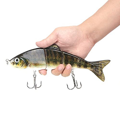 10in Multi Jointed Swimbait Fishing Lures Bait,4 Segment Big Giant Sinking Fishing Bass Lures,Crankbaits Swimbaits with Treble Hook - color: 10in,4.76oz-Color D