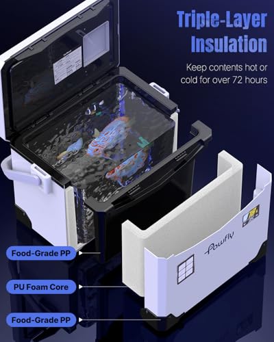 Pawfly 13-19 QT Live Bait Cooler, Leak-Proof Fishing Cooler with Rechargeable Aerator, Portable Fish Livewell for Boat, Insulated Minnow Bucket for Shrimp & Live Fish, Hard Cooler Box for Fishing - size: 19 Quart