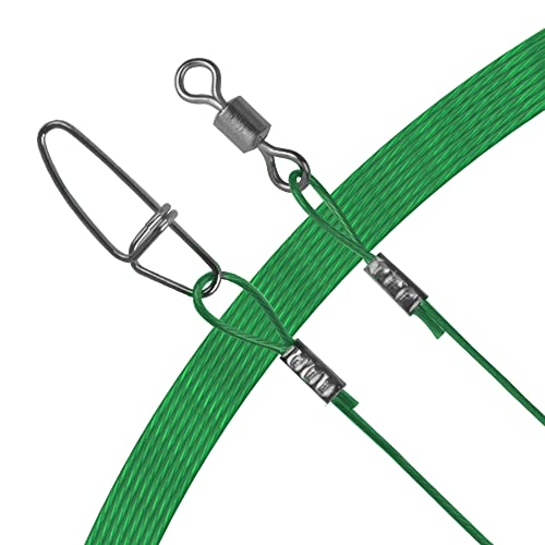 20PCS Fishing Leader Line,150LB High Strength Saltwater Fishing Stainless Steel Leaders with Swivel Snaps Connect Tackle Lure Rig and Hooks 19.7inch - color: Green - 20pcs