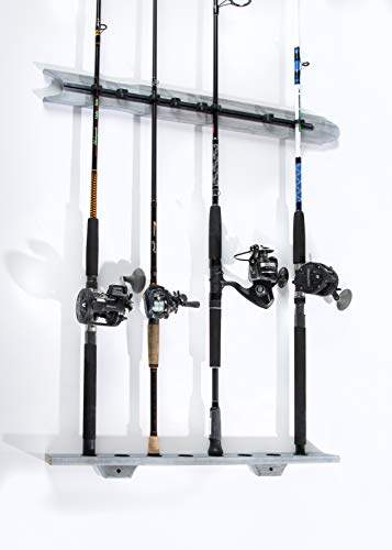 Old Cedar Outfitters Modular Wall Rack for Fishing Rod Storage, Holds up to 8 Fishing Rods - color: Barnwood