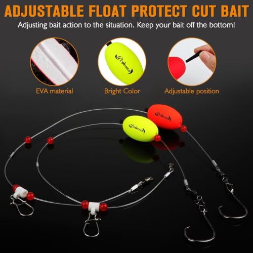 Dovesun Fish Finder Rig with Float 20.5" Surf Fishing Rigs 90LB Surf Fishing Tackle for Shark Bluefish Stripers 6PCS 5/0 8/0 - color: 5/0 Circle Hook