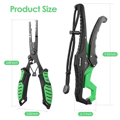 Fishing Tools Kit-Stainless Steel Fishing Pliers, Fish Lip Gripper, Multi-Functional Jaw Anti-Corrosion, Fishmen Must Have Fishing Gear - color: Green
