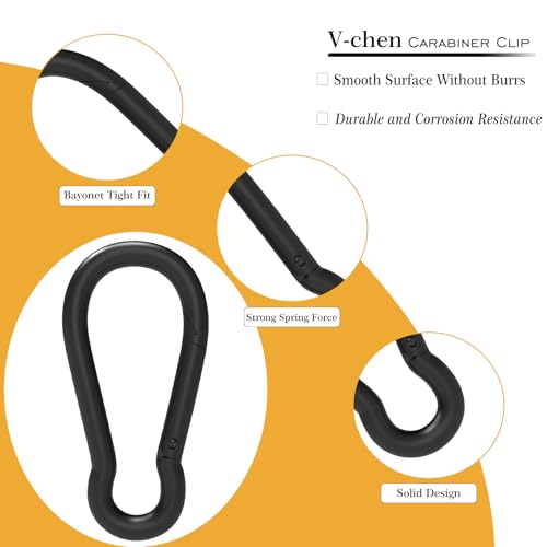 Heavy-Duty Carabiner Clip 1.57"–5.5", Black/Silver Spring Snap Hook, Quick Link Keychain Clip for Keys, Swing Set, Camping, Fishing, Hiking & Traveling (120–1350 lbs) - color: Black, size: 4.7Inch(M12)-10PCS