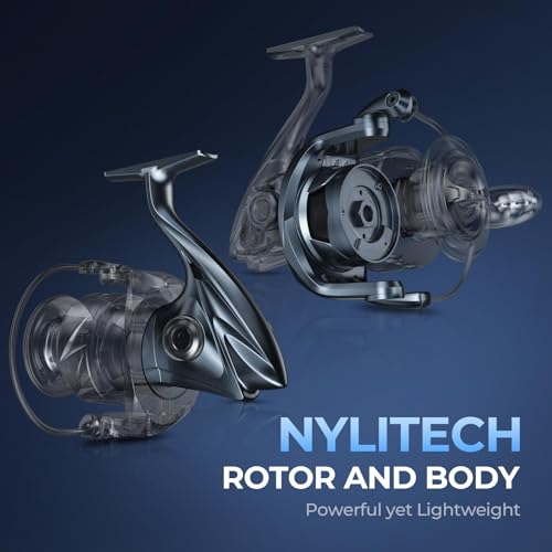 KastKing ReKon Saltwater Spinning Fishing Reel – Up to 55LBs Max Drag Big Game Fishing Reel - Innovative NyliTech Body- Water Resistant - MaxiDur 5+1+1 Corrosion-Resistance Bearing System - size: 4000