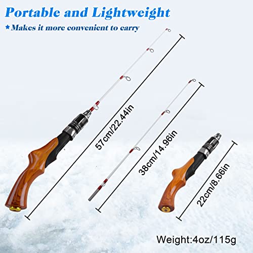 Ice Fishing Rod, 23" Ultralight Fast Action Spinning Rods Portable Ice Fishing Pole Winter Ice Fishing Gear for Walleye Perch Panfish Bluegill