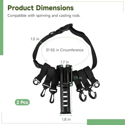 Fishing Rod Holder Belt Set, 2026 New 360° Rotatable Lightweight Fly Fishing Rod Holder, for Spinner and Casting Rods Hands-Free Gear Carrier for Men Women - color: 3 Sets