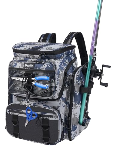 Handor Fishing Tackle Backpack, 50L Capacity, Waterproof Fishing Gear Bag (Camouflage gray) - color: Camouflage Gray
