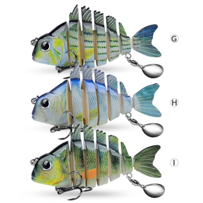 Crankbait Fishing Lure Pike Muskie Lures Lifelike Multi Jointed Swimbait Segement Hard Minnow Bait Treble Hook - color: HS078GHI-3pcs/set