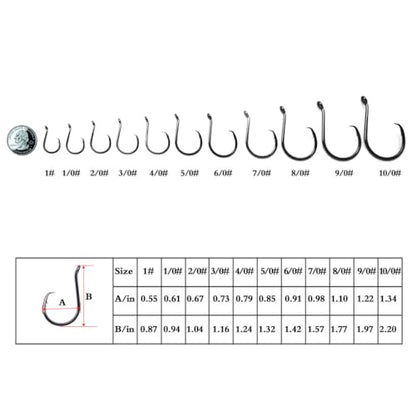 10pcs Extra Strong Offset Circle Hooks Saltwater,Fishing Hook Rig,Sport Fishing Hooks with Leader Black Nickel Coated High Carbon Steel Octopus Fishing Hooks