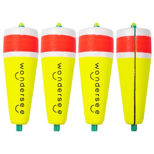 wondersee Fishing Floats Weighted Slotted Peg Popping Floats Slip Bobbers, Pack of 4 - color: Yellow, size: 3in.