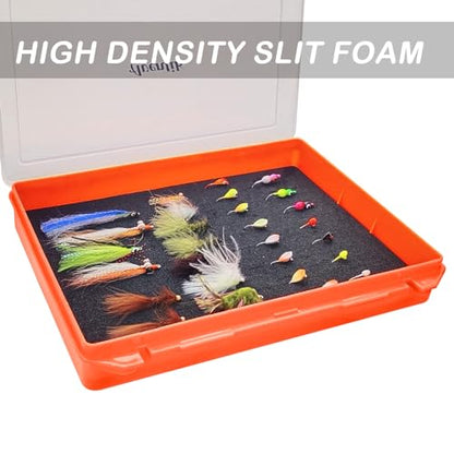 Aventik Fishing Tackle Box Slit Foam Case Jig Box Head Hooks Spinners Spoons Storage Tackle Tray (Orange-3501lure box) - style: Orange-3501lure box(2)