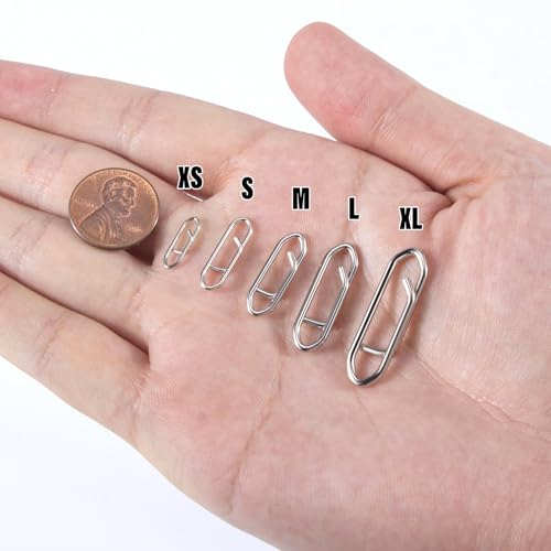 Alwonder 50-Pack Fishing Power Speed Clips, High Strength Stainless Steel Speed Clip for Fishing Lure Quick Change, Freshwater Saltwater Crankbait Popper Lures Quick Snap Connector Tackle - size: L-125LB-1IN