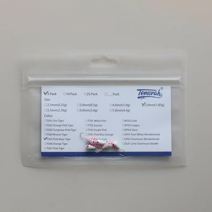 5 Pieces 3.0-6.0mm Teardrop Tungsten Ice Jig - color: TG05 Pink Navy Tiger Glow, size: TIJ02 3MM 5PCS