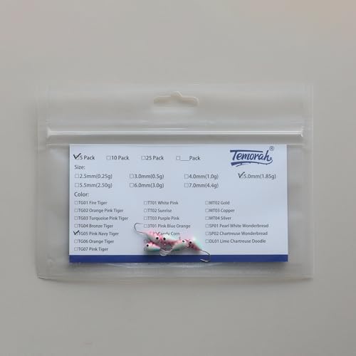 5 Pieces 3.0-6.0mm Teardrop Tungsten Ice Jig - color: TG05 Pink Navy Tiger Glow, size: TIJ02 3MM 5PCS