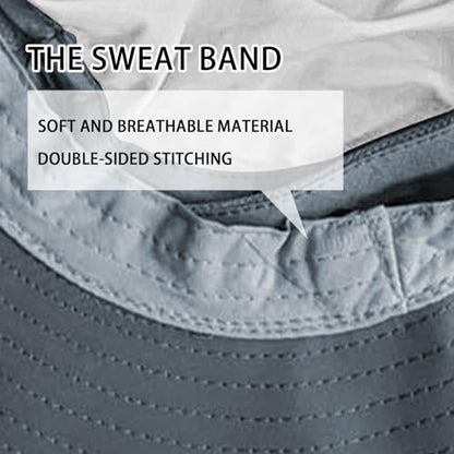 Sun Hats for Men Women Fishing Hat UPF 50+ Breathable Wide Brim Bucket Hats Summer UV Protection Safari Hat with Neck Flap - color: Dark Grey