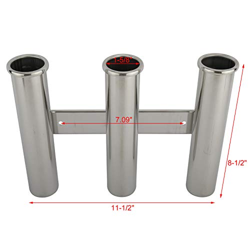 YaeMarine Fishing Rod Holder 316 Stainless Steel Fishing Rod Rack 3Tube/4Tube/5Tube/6Tube Mirror Finish for Marine Boat Yacht Camper - style: 3 Tube