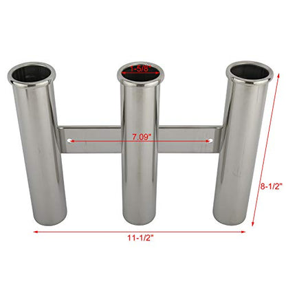 YaeMarine Fishing Rod Holder 316 Stainless Steel Fishing Rod Rack 3Tube/4Tube/5Tube/6Tube Mirror Finish for Marine Boat Yacht Camper - style: 3 Tube