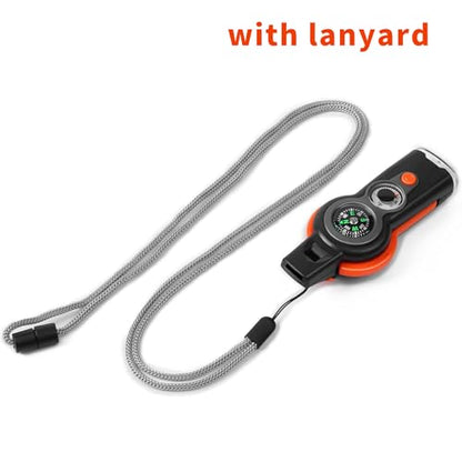 Emergency Survival Function Whistle, Outdoor Multifunctional Tool Safety Whistle with Lanyard, Ideal for Kayaking, Boating, Hiking, Camping, Climbing, Hunting,Rescue Signaling - color: orange1