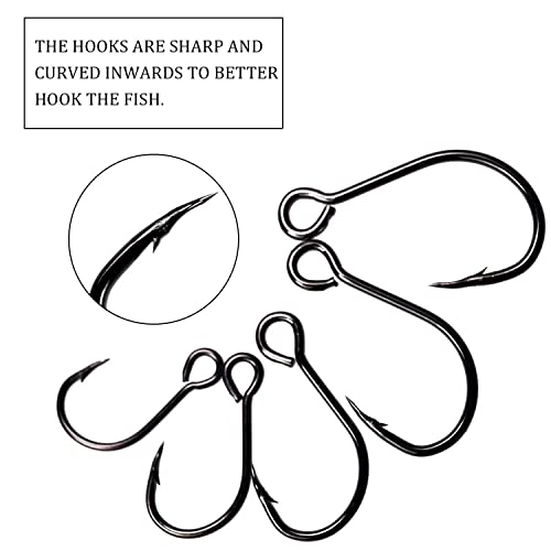 THKFISH 50pcs/100Pcs Box Inline Single Hooks Replacement Fishing Hooks for Lures Baits Inline Circle Hooks Large Eye with Barbed Saltwater Freshwater #2#1 1/0 2/0 3/0 - color: 50pcs-black