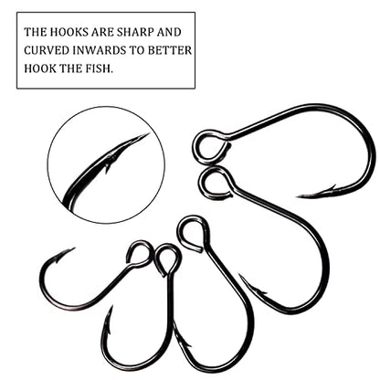 THKFISH 50pcs/100Pcs Box Inline Single Hooks Replacement Fishing Hooks for Lures Baits Inline Circle Hooks Large Eye with Barbed Saltwater Freshwater #2#1 1/0 2/0 3/0 - color: 50pcs-black