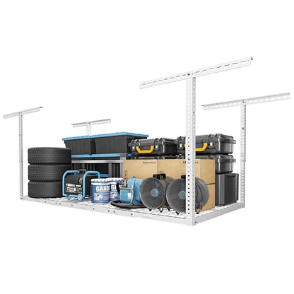 FLEXIMOUNTS 3x6 Overhead Garage Storage Adjustable Ceiling Rack 72" Length x 36" Width x 40" Height, 450lbs Weight Capacity, White, Classic Series - color: White, size: 3x6 ft