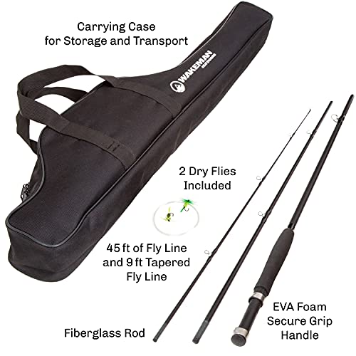 Wakeman Outdoors Fly Fishing Rod & Reel Combo Starter Kit with Case and Accessories