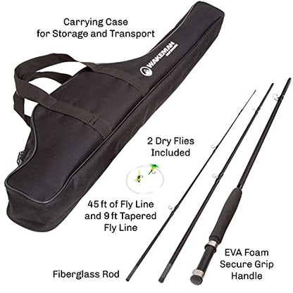 Wakeman Outdoors Fly Fishing Rod & Reel Combo Starter Kit with Case and Accessories