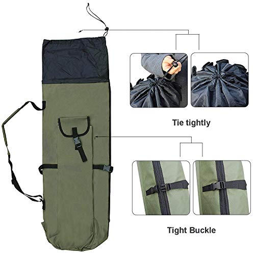 Allnice Durable Canvas Fishing Rod & Reel Organizer Bag Travel Carry Case Bag- Holds 5 Poles & Tackle - color: Khaki Green