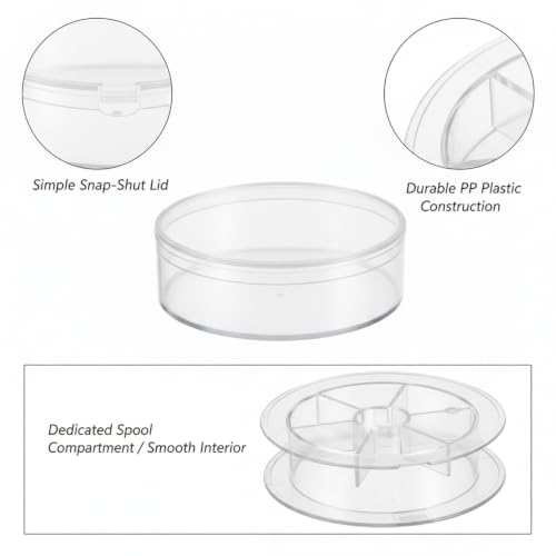 Anglers' Clear Fishing Line Spool Keeper, Compact ABS Storage Case for Tackle Box Organization, 3.5 Inch