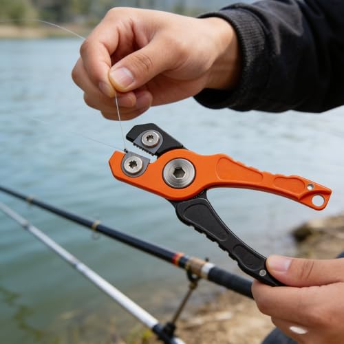 Multi-Use Mini Aluminum Alloy Fishing Cutter, Compact Scissors for Braided Lures, Outdoor Camping & Fishing ORANGE