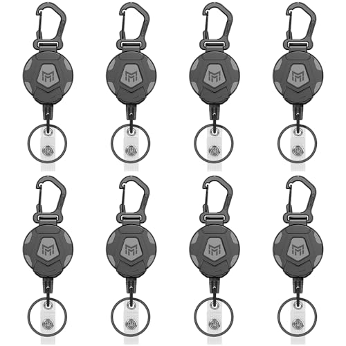 MNGARISTA 8-Pack Retractable Keychain, Heavy Duty Carabiner Badge Holder, Tactical ID Badge Reel with 31.5” Steel Retractable Cord, 8.0 oz - style: 8-Pack