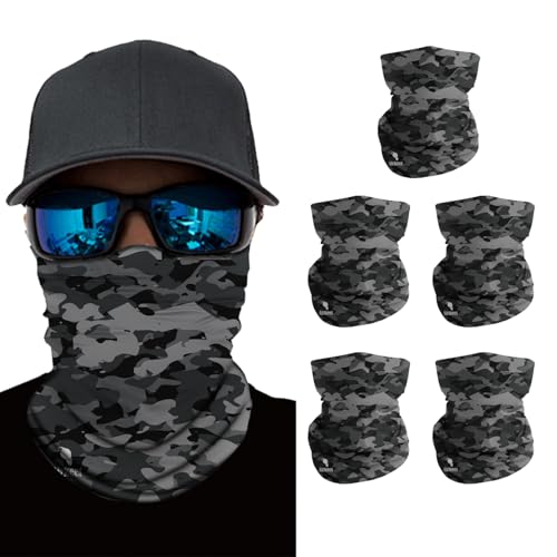Breathable Neck Gaiter UPF 30+ Sun Protection Face Mask for Men & Women - color: 5pcs-camo-3