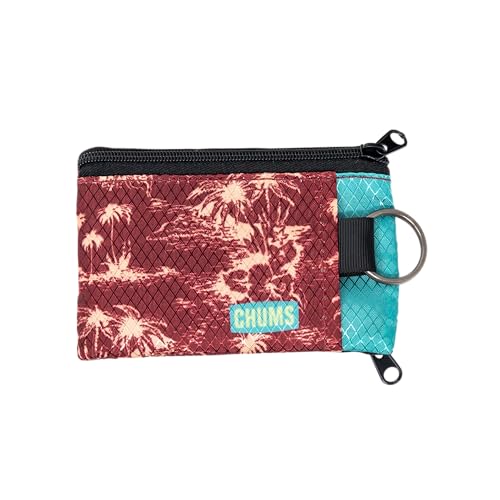 Chums Surfshorts Wallet - Lightweight Slim Wallet with RFID Blocking Card & Clear ID Window - Zippered, Water Resistant w/Key Ring (Islands) - color: Islands