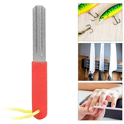 Hook Sharpener File Fishhook Sharpening Whetstone Fishing Hone Double Side 400/800 Grits Fish Grinding Hook File Portable Double Sided Fine and Medium Grit
