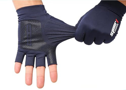 Anti-Slip Strips Cycling Gloves for Men/Women Half Finger UV Protection Driving Glove for Outdoor - color: blue