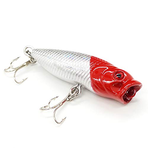 Seasky Fishing Plug Lures Micro Popper Topwater Trout Attack in Freshwater - color: Redhead