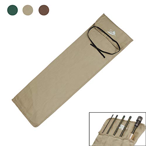 Aventik Fly Fishing Rod Bag Fishing Rod Sleeve Cover Pole Sock Glove Protector Bag Pouch with 5 Compartments - color: Green+khaki+coffee, size: 28inch/69cm