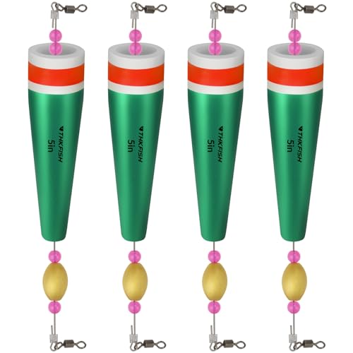 THKFISH Fishing Floats Bobbers Fishing Popping Cork Trout Float Rig Weighted Popping Floats Cork Trout Floats for Fishing Saltwater 4PCS - color: B-GREEN, size: 1.41oz/5in-4PCS