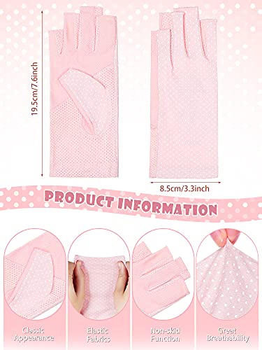 Sunblock Fingerless Gloves Non-slip UV Protection Driving Gloves Summer Outdoor Mittens for Women Girls - color: Light Gray, Light Pink, Beige