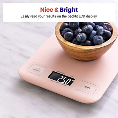 Etekcity Food Kitchen Scale, Digital Grams and Ounces for Weight Loss, Baking, Cooking, Keto and Meal Prep, LCD Display, Medium, Pink - color: Pink