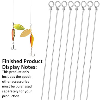 100 Packs Fishing Looped Spinner Shaft Looped Wire Spinner Parts, Stainless Steel Spinner Bait Wire Fishing Lure Making Supplies for Freshwater Bass Trout Walleye Salmon