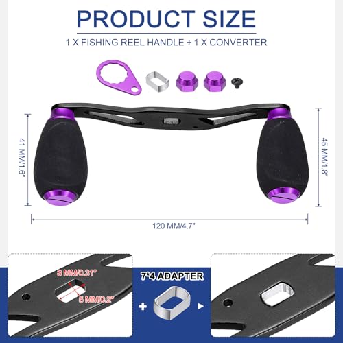 Fishing Reel Handle, Reel Handle Rocker Arm Grip with Knob Replacement Parts - color: Purple/Black