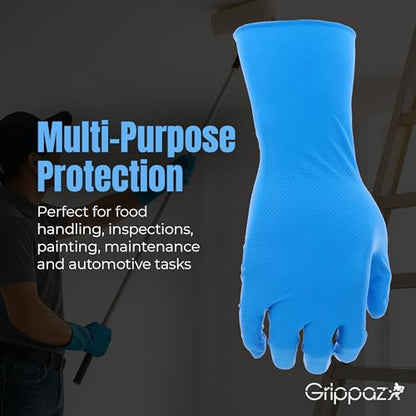 PIP Grippaz Food Plus 8 Mil Nitrile 12" Disposable Gloves 48-Pack, Fish Scale Grip, Enhanced Fatty Food Handling, Blue, 2X-Large (67-308/XXL) - size: XX-Large
